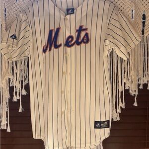 MLB NY Mets Majestic White Stripe Jersey Wright 5 genuine men's youth XL button